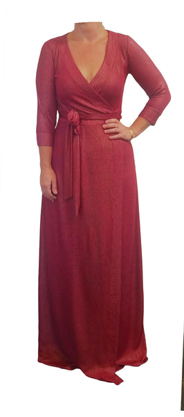 Classic Maxi Wrap Dress in raspberry ...